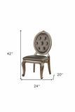 Set of Two Tufted Champagne Upholstered Faux Leather Dining Side Chairs - Homeroots
