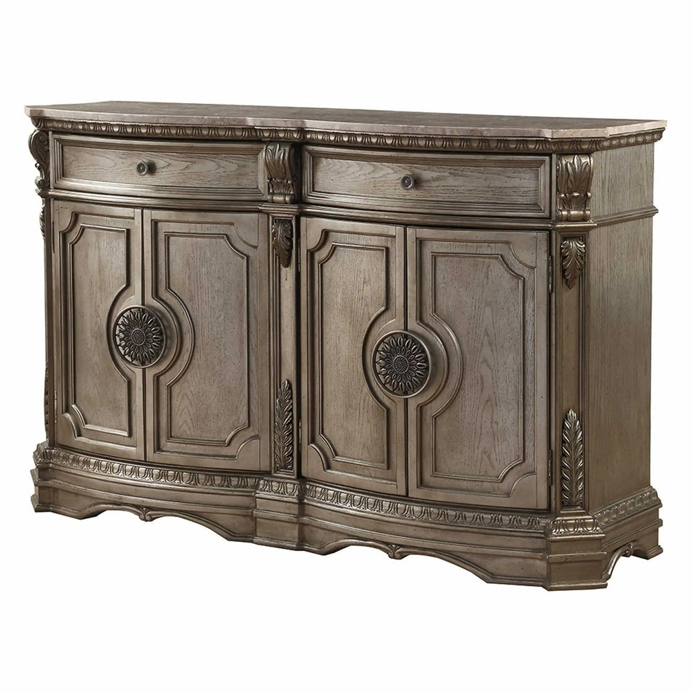 68" Champagne Solid Wood Two Drawer Sideboard - Homeroots - Flyclothing LLC