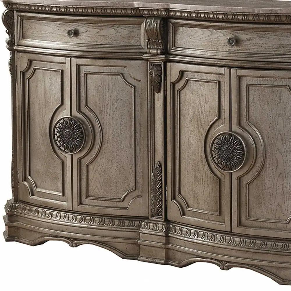 68" Champagne Solid Wood Two Drawer Sideboard - Homeroots - Flyclothing LLC