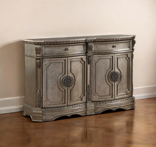 68" Champagne Solid Wood Two Drawer Sideboard - Homeroots