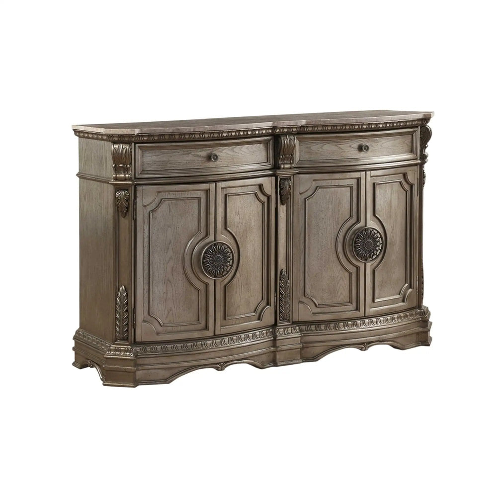 68" Champagne Solid Wood Two Drawer Sideboard - Homeroots - Flyclothing LLC