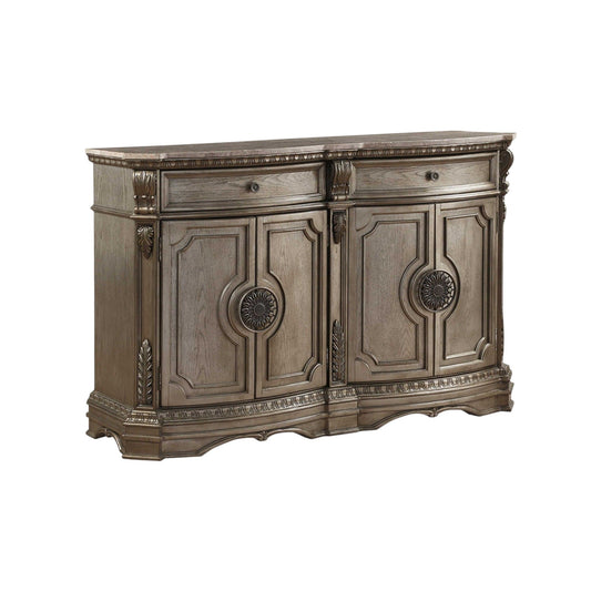 68" Champagne Solid Wood Two Drawer Sideboard - Homeroots