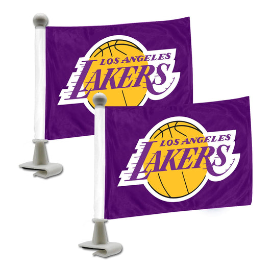 Los Angeles Lakers Ambassador Car Flags - 2 Pack Mini Auto Flags, 4in X 6in - Los Angeles Lakers