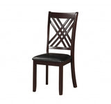 Set of Two Black Upholstered Faux Leather Cross Back Dining Side Chairs - Homeroots