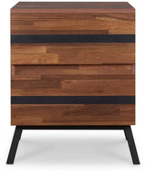 23" Black And Brown Wood And Iron End Table With Two Drawers - Homeroots - Flyclothing LLC