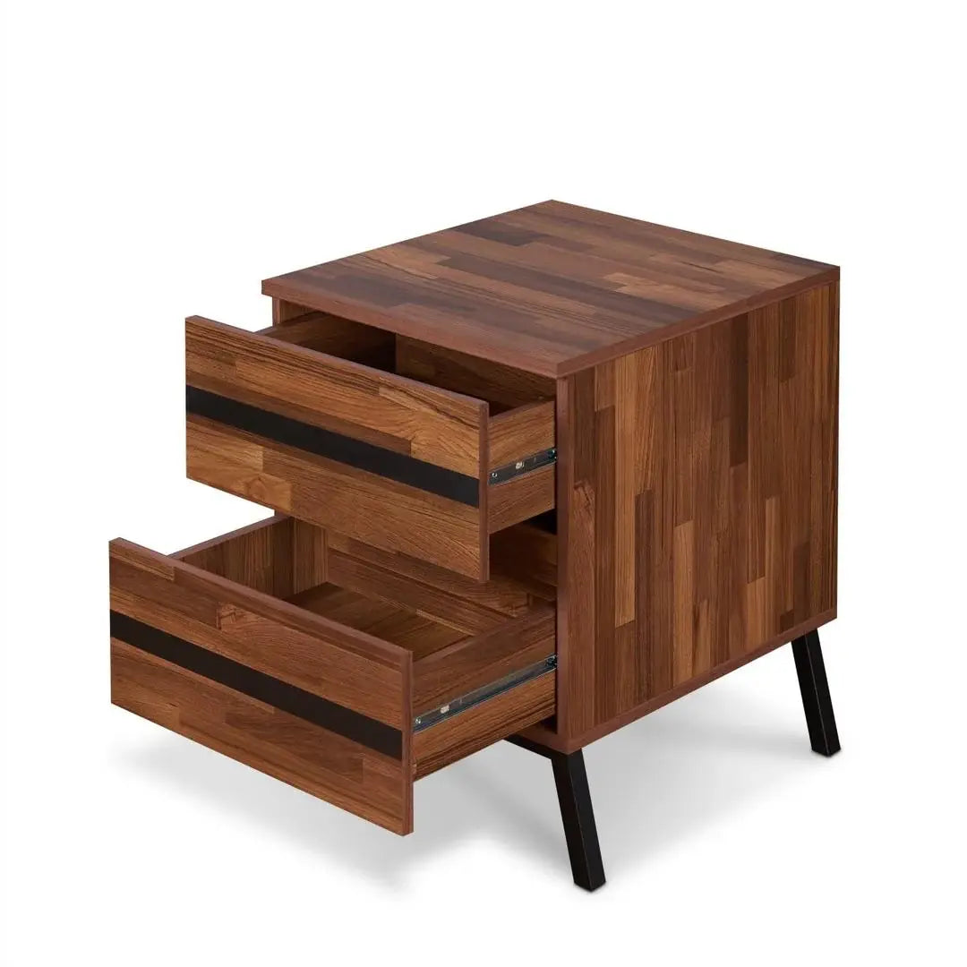 23" Black And Brown Wood And Iron End Table With Two Drawers - Homeroots - Flyclothing LLC