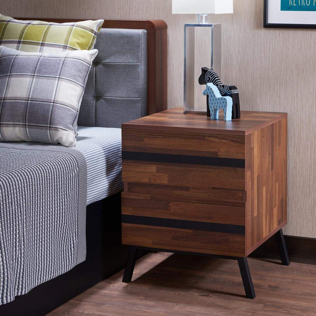 23" Black And Brown Wood And Iron End Table With Two Drawers - Homeroots - Flyclothing LLC