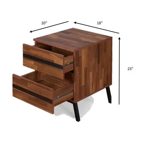 23" Black And Brown Wood And Iron End Table With Two Drawers - Homeroots - Flyclothing LLC