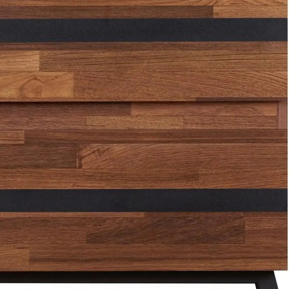 23" Black And Brown Wood And Iron End Table With Two Drawers - Homeroots - Flyclothing LLC
