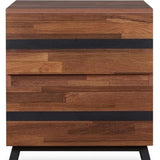 23" Black And Brown Wood And Iron End Table With Two Drawers - Homeroots