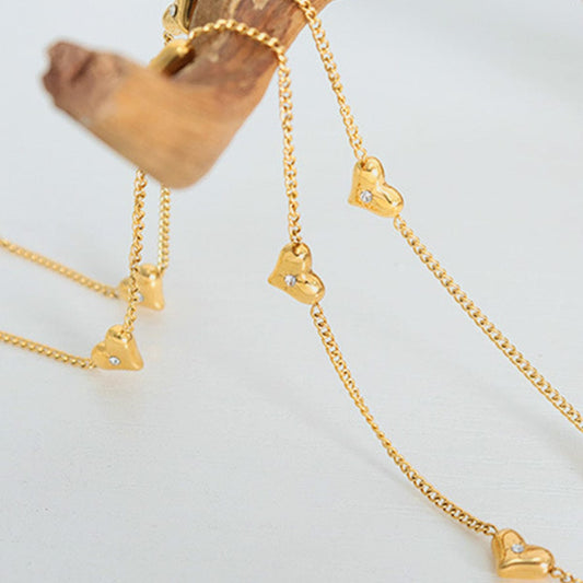 Titanium Steel Zircon Heart Necklace - Trendsi