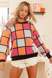 BiBi Multi Color Checker Pattern Sweater - Trendsi - Flyclothing LLC