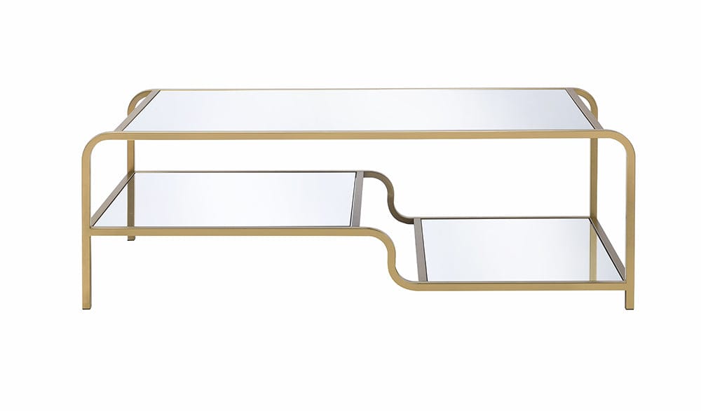 52" X 24" X 18" Gold And Clear Glass Metal Coffee Table - Homeroots