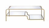 52" X 24" X 18" Gold And Clear Glass Metal Coffee Table - Homeroots