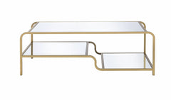 52" X 24" X 18" Gold And Clear Glass Metal Coffee Table - Homeroots