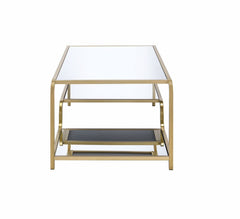 52" X 24" X 18" Gold And Clear Glass Metal Coffee Table - Homeroots