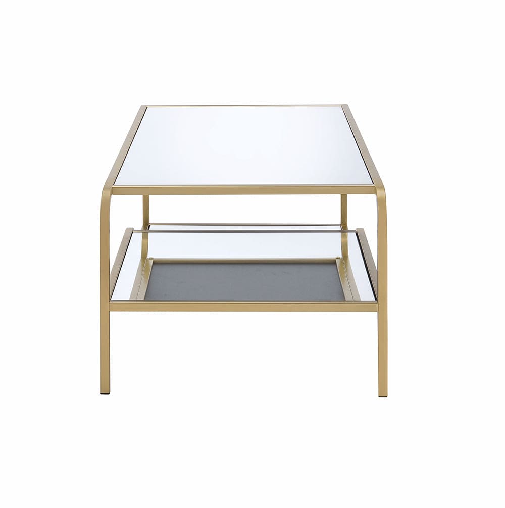52" X 24" X 18" Gold And Clear Glass Metal Coffee Table - Homeroots