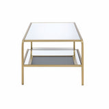 52" X 24" X 18" Gold And Clear Glass Metal Coffee Table - Homeroots