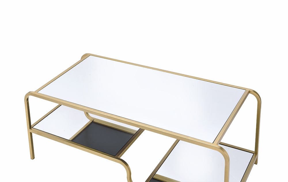52" X 24" X 18" Gold And Clear Glass Metal Coffee Table - Homeroots - Flyclothing LLC
