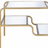 23" Gold And Clear Glass End Table With Two Shelves - Homeroots - Flyclothing LLC
