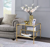 23" Gold And Clear Glass End Table With Two Shelves - Homeroots - Flyclothing LLC
