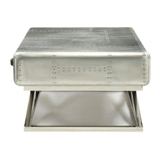 51" Silver Aluminum Coffee Table With Three Drawers - Homeroots