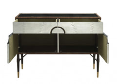 52" Brown Leather Console Table - Homeroots