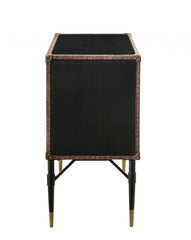 52" Brown Leather Console Table - Homeroots