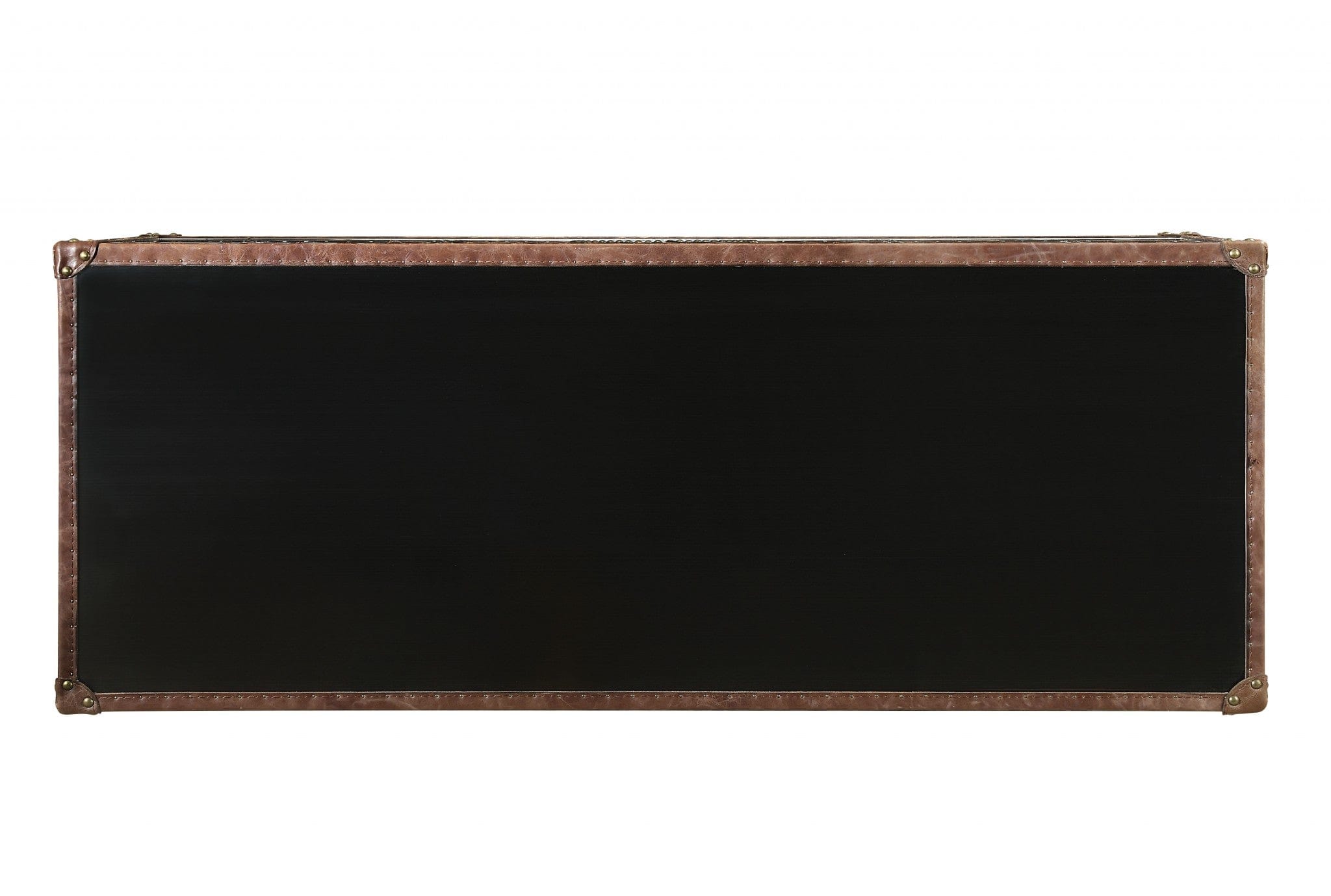 52" Brown Leather Console Table - Homeroots