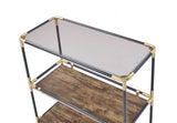 33" Black and Gold And Clear Glass End Table With Two Shelves With Magazine Holder - Homeroots - Flyclothing LLC