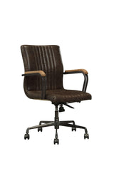 Chocolate and Black Adjustable Swivel Leather Rolling Executive Office Chair - Homeroots