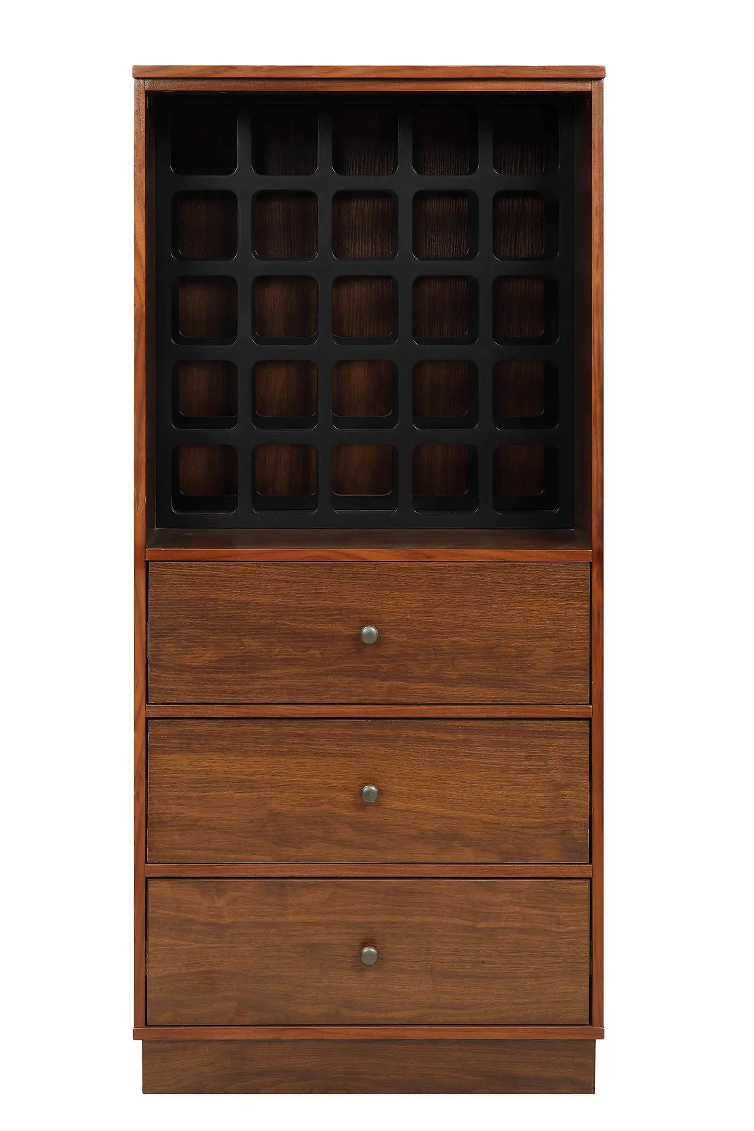 24" Brown Standard Display Stand With Three Drawers - Homeroots - Flyclothing LLC