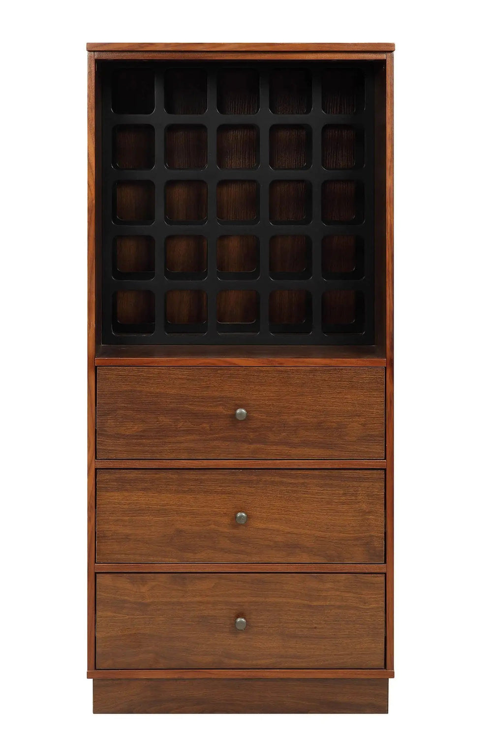 24" Brown Standard Display Stand With Three Drawers - Homeroots