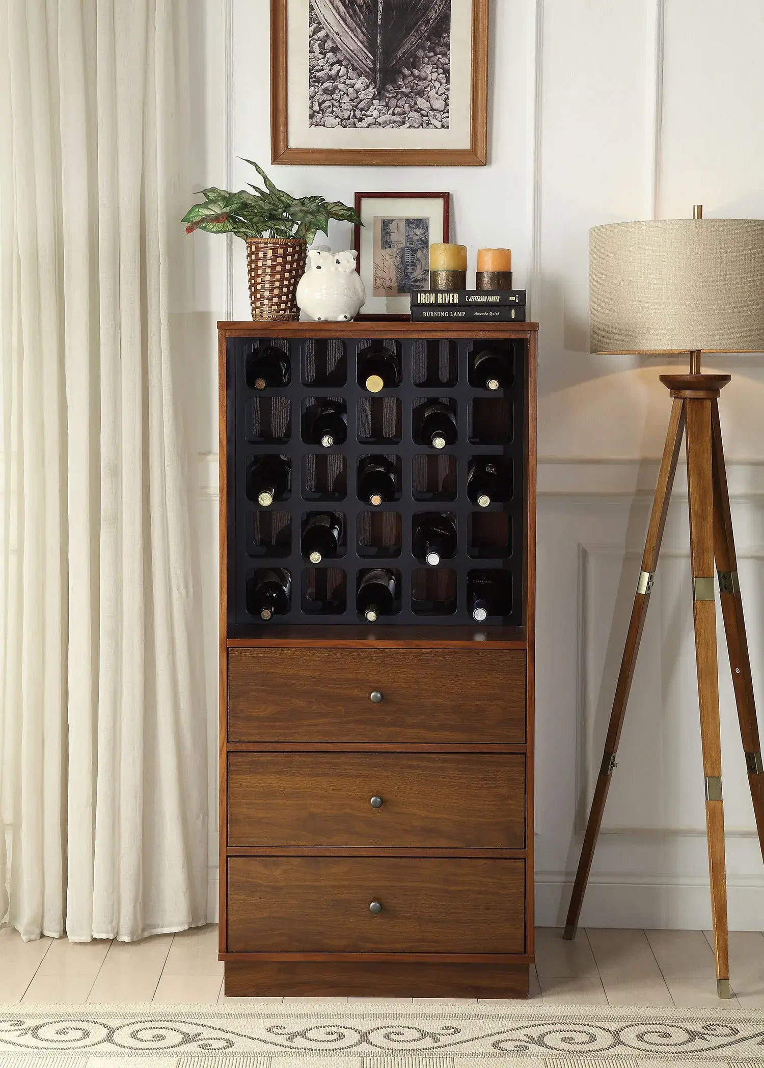 24" Brown Standard Display Stand With Three Drawers - Homeroots - Flyclothing LLC