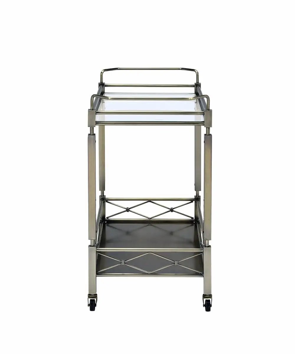 32" X 16" X 30" Antique Brass Metal Serving Cart - Homeroots - Flyclothing LLC