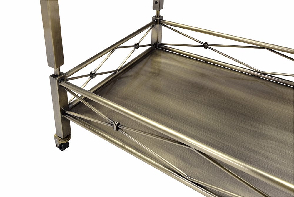32" X 16" X 30" Antique Brass Metal Serving Cart - Homeroots - Flyclothing LLC