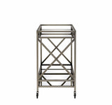 34" X 20" X 35" Antique Brass Metal Serving Cart - Homeroots - Flyclothing LLC