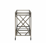 34" X 20" X 35" Antique Brass Metal Serving Cart - Homeroots