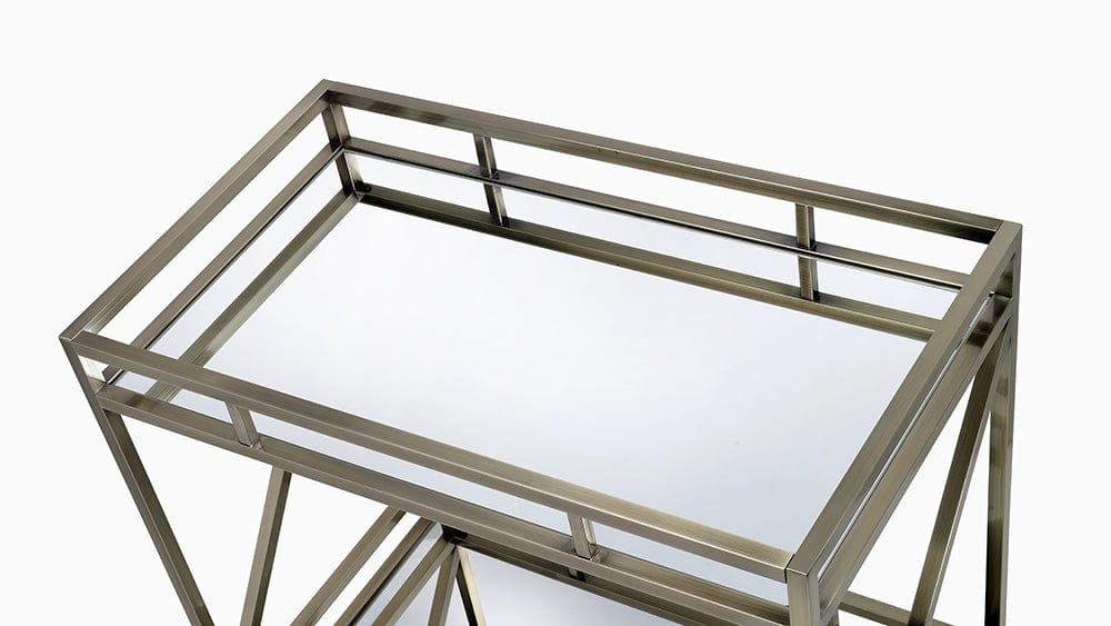 34" X 20" X 35" Antique Brass Metal Serving Cart - Homeroots - Flyclothing LLC