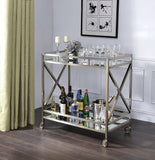 34" X 20" X 35" Antique Brass Metal Serving Cart - Homeroots