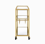40" X 16" X 37" Gold And Clear Glass Serving Cart - Homeroots