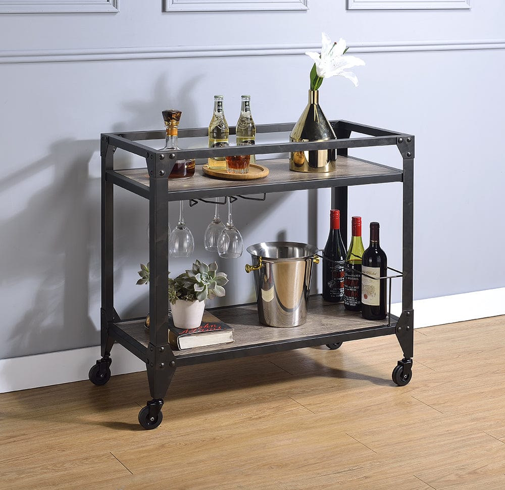 32" X 16" X 31" Black Metal Serving Cart - Homeroots - Flyclothing LLC