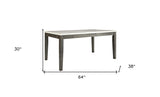 64" White And Gray Marble And Solid Wood Dining Table - Homeroots - Flyclothing LLC