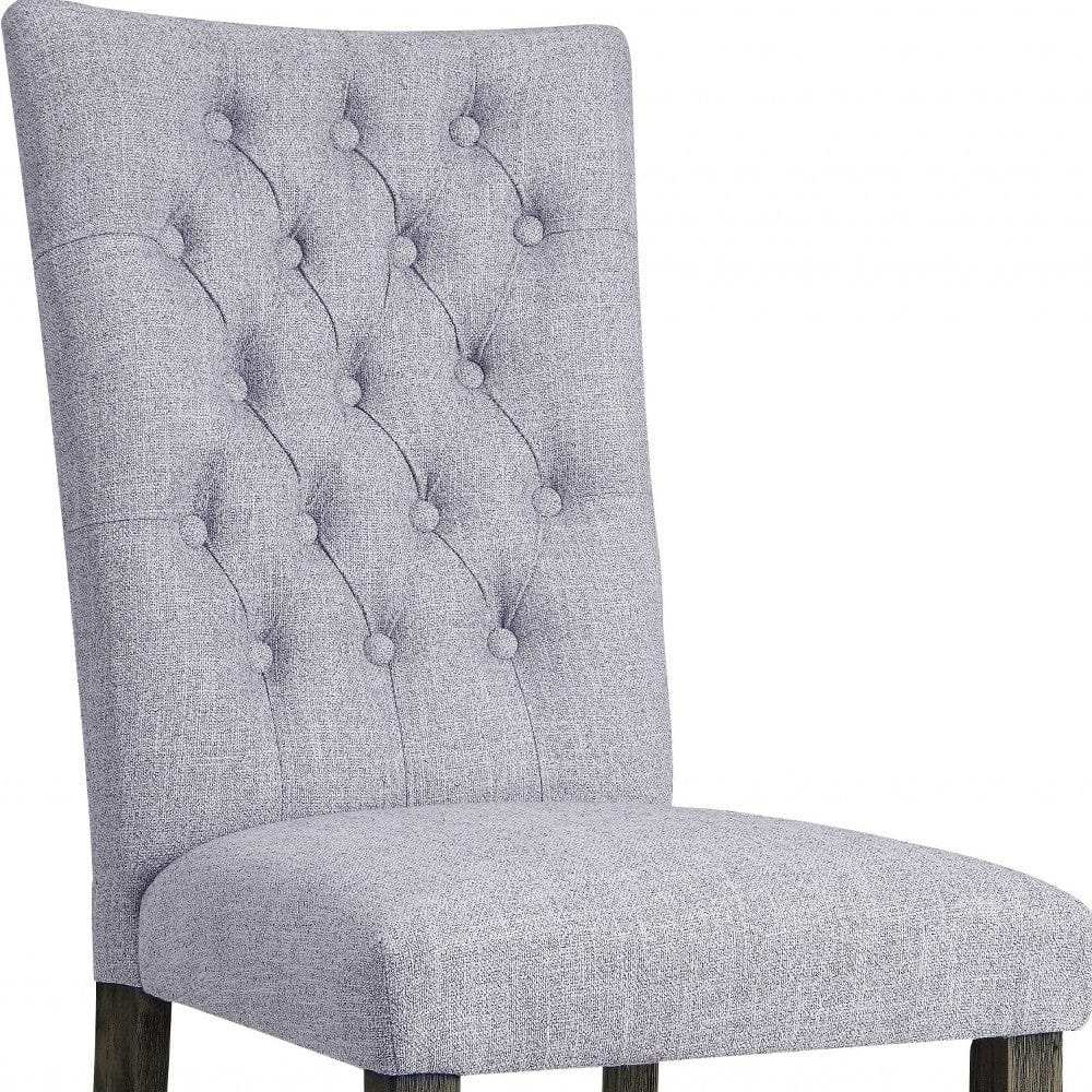 Set of Two Tufted Gray Upholstered Fabric Dining Side Chairs - Homeroots - Flyclothing LLC
