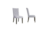 Set of Two Tufted Gray Upholstered Fabric Dining Side Chairs - Homeroots