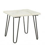 21" White Faux Marble End Table - Homeroots