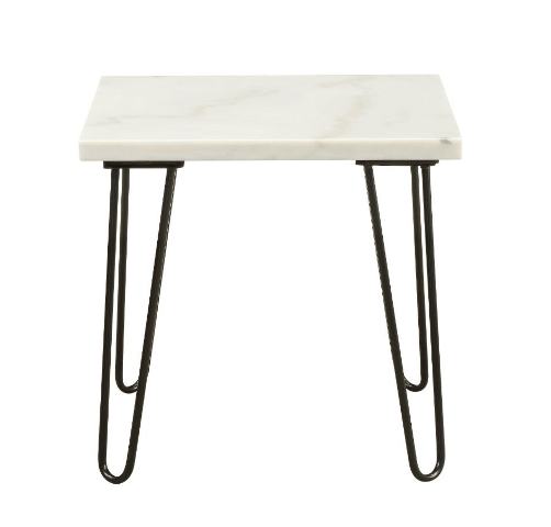 21" White Faux Marble End Table - Homeroots