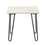 21" White Faux Marble End Table - Homeroots