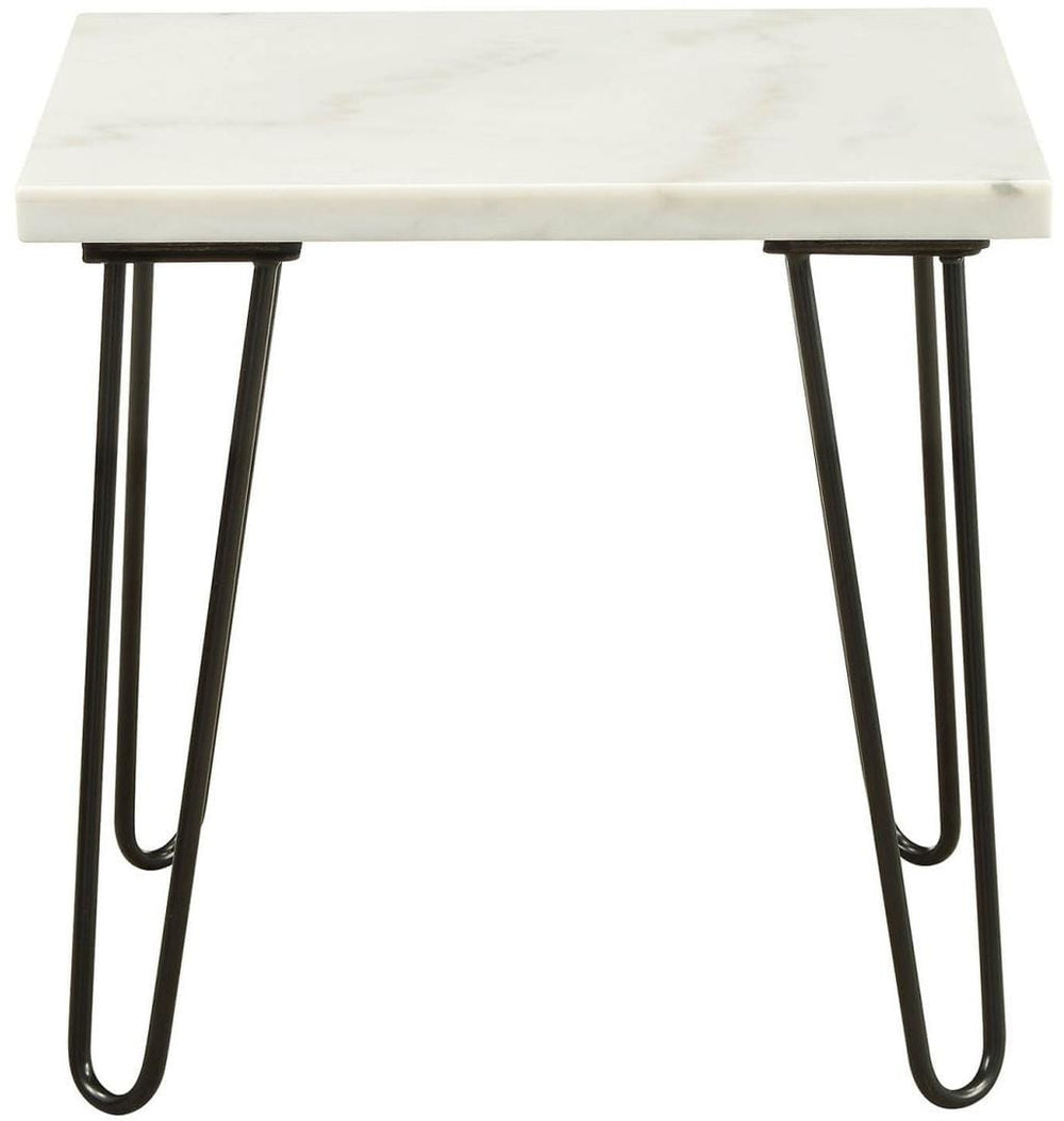 21" White Faux Marble End Table - Homeroots - Flyclothing LLC