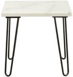 21" White Faux Marble End Table - Homeroots - Flyclothing LLC